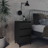 Furnova Nočna omarica s kovinskimi nogami črna 40x35x69 cm, (21926267) | Shoptok.si
