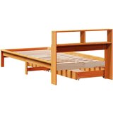 vidaXL Knjižna postelja brez ležišča vošč. rjava 90x200 cm borovina | Shoptok.si