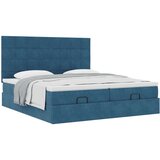 vidaXL Otomanski okvir kreveta s madracima plavi 200x200cm baršunasti | shoptok.hr