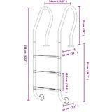  Ljestve za bazen 54 x 38 x 158 cm od nehrđajućeg čelika 304 | shoptok.hr