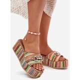 Boto Wedge Sandals For Women With Braiding And Decoration Multicolor Isolene | Shoptok.si