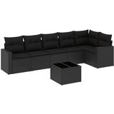 Maison Chic Seti vrtnega pohištva - Vrtna garnitura - Vrtni pohištvo set 7-delna z blazinami črn poli ratan, (21798888) | Shoptok.si