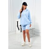 Kesi Set of 3-in-1 sweatshirt, top and short leggings blue Cijene