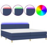  Box spring postelja z vzmetnico LED modra 200x200 cm blago, (20893627) | Shoptok.si