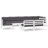 Maison Chic Seti vrtnega pohištva - Vrtna garnitura - Vrtni pohištvo set 9-delna z blazinami bela borovina, (21804941) | Shoptok.si