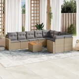  10-dijelni set vrtnih sofa s jastucima bež od poliratana | shoptok.hr
