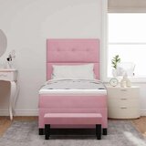 Box Postelja z vzmetnico z vzmetnico Roza 100 x 200 cm Žamet, (5000126302) | Shoptok.si