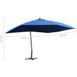  Viseći suncobran s drvenom šipkom 400 x 300 cm plavi | shoptok.hr