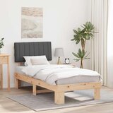 vidaXL Posteljni okvir z oblazinjenim vzglavjem Temno siva 90 x 190 cm | Shoptok.si