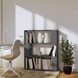 vidaXL knjižna omara/pregrada siva 80x25x101 cm trdna borovina | Shoptok.si