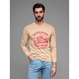 Ombre Men's long sleeve collegiate print t-shirt - sand | Shoptok.si