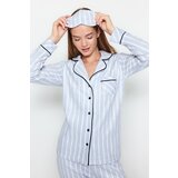 Trendyol Blue Striped Piping Detailed Sleep Banded Fleece Winter Knitted Pajamas Set | Eponuda.ba