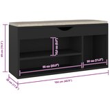  Klupa za cipele s jastukom crna 104x30x49 cm konstruirano drvo | shoptok.hr