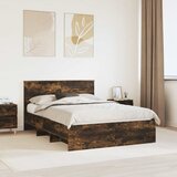  Krevetna konstrukcija s uzglavljem Dimljeni hrast 140 x 200 cm | shoptok.hr