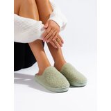 Shelvt Slip-on slippers with fur for women green | Shoptok.si