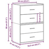 vidaXL Omarice z 2 predaloma 2 kosa betonsko siva 60x31x40 cm inž. les | Shoptok.si
