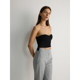 Reserved - Hlače cigareta kroja izglačane na crtu - light grey | shoptok.hr