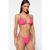 Trendyol Fuchsia Triangle Bikini Top With Pearl Accessories Cene