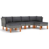 Maison Chic Seti vrtnega pohištva - Vrtna garnitura - Vrtni pohištvo set z blazinami 6-delna poli ratan siva, (21795838) | Shoptok.si