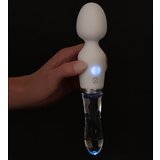 Liaison Wand - punjivi LED vibrator od silikonskog stakla (prozirno-bijeli) | shoptok.hr