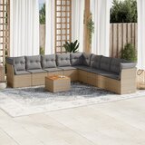 Maison Chic Seti vrtnega pohištva - Vrtna garnitura - Vrtni pohištvo set 10-delna z blazinami bež poli ratan, (21818331) | Shoptok.si