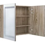 vidaXL LED kopalniška omarica z ogledalom hrast 80x12x68 cm | Shoptok.si