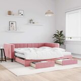 vidaXL Izvlečna dnevna postelja s predali roza 100x200 cm ža | Shoptok.si
