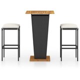  3-dijelni vrtni barski set od poliratana s jastucima crni Crna 60 cm table length | shoptok.hr