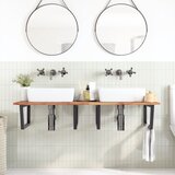  Zidna polica za umivaonik od čelika i masivnog bagremovog drva Smeđa 140 x 60 x 2 cm | shoptok.hr