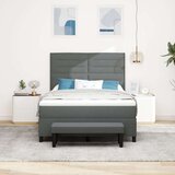  Krevet s podlogom s madracem i klupom tamno siva 140x190 cm tkanina | shoptok.hr