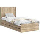  Krevetna konstrukcija s pohranom i uzglavljem Hrast sonoma Smeđa 100 x 200 cm | Shoptok.si