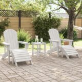 vidaXL Adirondack Stoli s Oslonci za Noge 2 kosa Bela HDPE | Shoptok.si