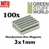 Green Stuff World neodymium magnets 3x1mm - set x100 (N52) Cene