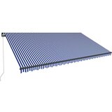  Tenda na ručno uvlačenje s LED svjetlom 600x300 cm plavo-bijela Cijene