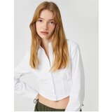 Koton Crop Shirt Corset Detailed Long Sleeve Cuff Collar | shoptok.hr