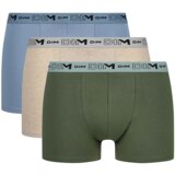 DIM COTTON STRETCH BIO BOXER 3x - Men's boxer shorts made of organic cotton 3 pcs - green - light brown - light blue | shoptok.hr