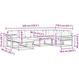  Set vanjskih sofa 6 kom. Prirodna i krem Smeđa 329 x 170,5 x 73 cm | shoptok.hr