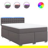 Maison Chic Box spring postelja - Vzmetna postelja z vzmetnico siva 140x190 cm umetno usnje SL4816, (21902903) | Shoptok.si