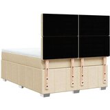 vidaXL Box spring postelja z vzmetnico krem 160x200 cm blago | Shoptok.si