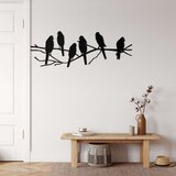 Wallxpert metalni zidni ukras 5022, šest ptica na grani, 75 x 26 cm, crni | Eponuda.com
