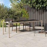  Vrtna miza bež 250x100x75 cm kaljeno steklo in poli ratan, (20665950) | Shoptok.si