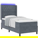 vidaXL Box Spring postelja z vzmetnico in LED temno siva 90x200 cm žamet | Shoptok.si