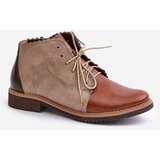 Nobo Leather Ankle Boots On A Flat Heel Brown Zazoo 4078 | shoptok.hr