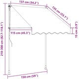 Tenda na ručno uvlačenje s LED svjetlima 150 cm plavo-bijela | shoptok.hr