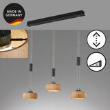 Fischer & Honsel Črna/v naravni barvi LED zatemnitvena viseča svetilka z lesenim senčilom Shine-wood – | Shoptok.si