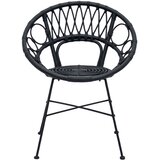  Stolac za blagovanje 2 pcs Ratan i čelik Crna 54 x 65 x 82 cm | Eponuda.com