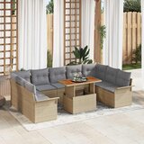  Sjedeća garnitura za vrt s jastukom 10 pcs bež i svjetlosiva | shoptok.hr