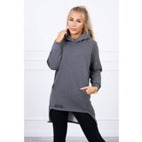 Kesi insulated sweatshirt with longer back graphite Cene