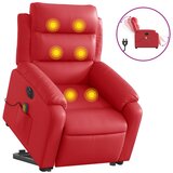 Maison Chic Električni masažni stol - Relax naslanjač s funkcijo vstajanja rdeče umetno usnje, (22061597) | Shoptok.si