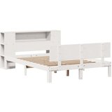 vidaXL Knjižna postelja brez ležišča bela 140x190 cm trdna borovina | Shoptok.si